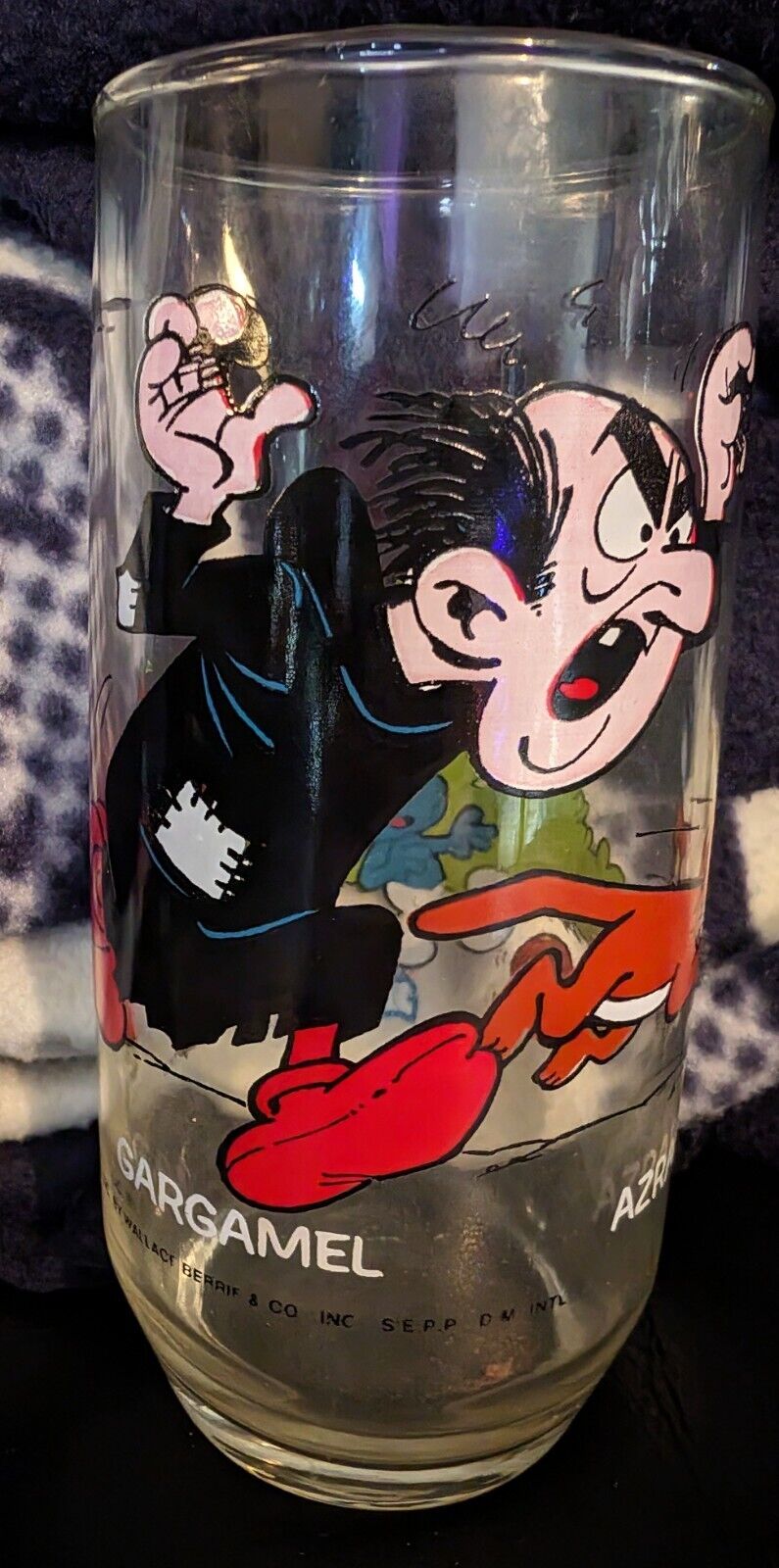  Gargamel and Azrael Smurf Glass Collectible 1983 Peyo 
