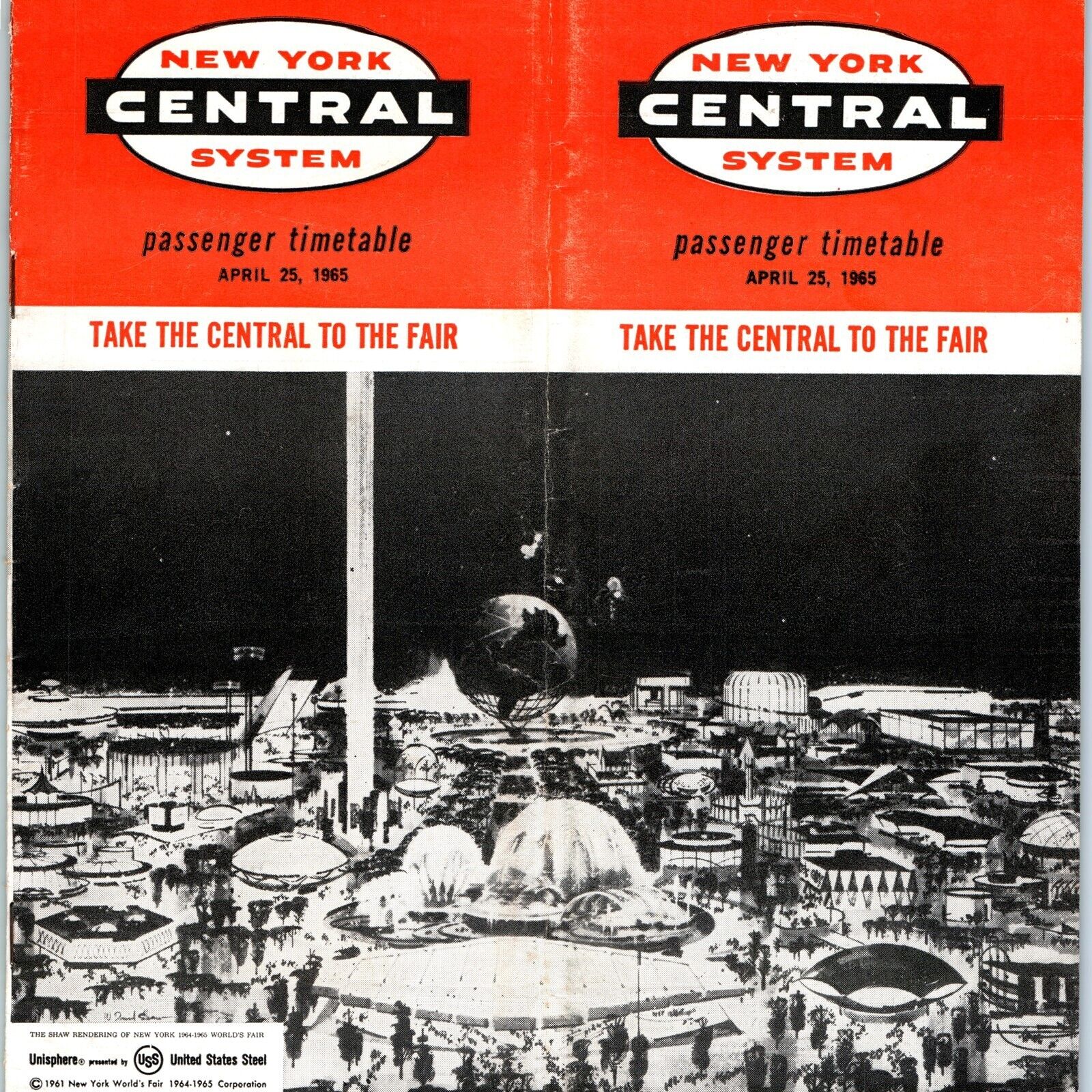 Apr 1965 New York Central System Railroad Passenger Timetable World\'s Fair 4K