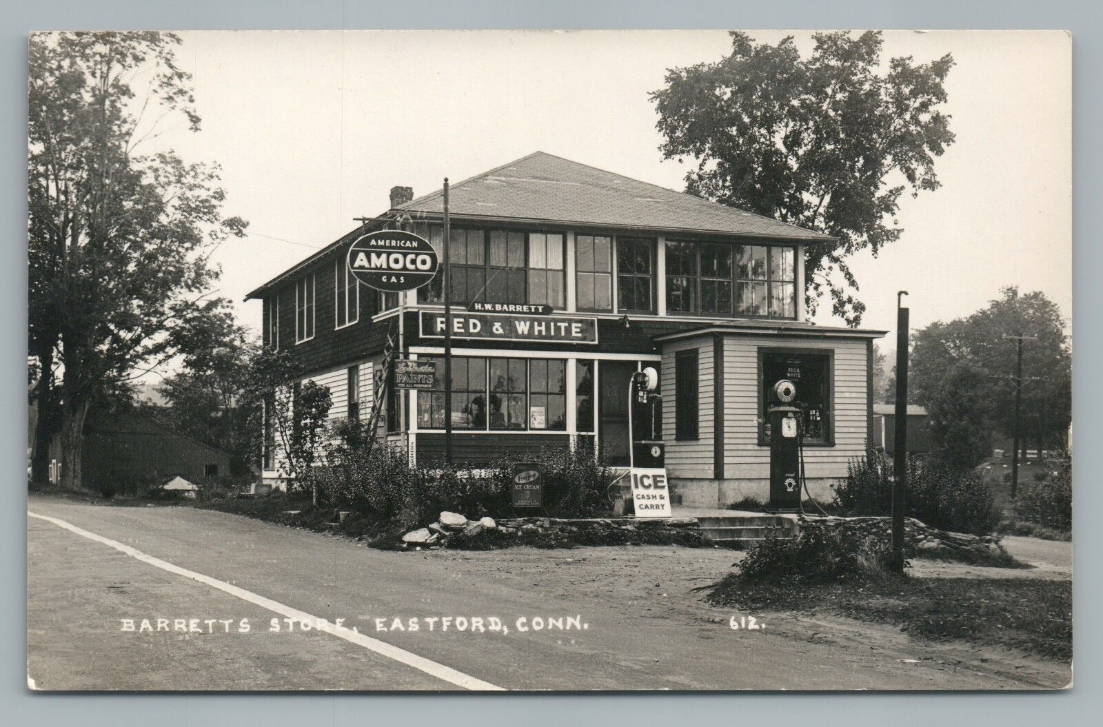 Barretts General Store EASTFORD Connecticut RPPC Amoco Gas Service Station 1930s