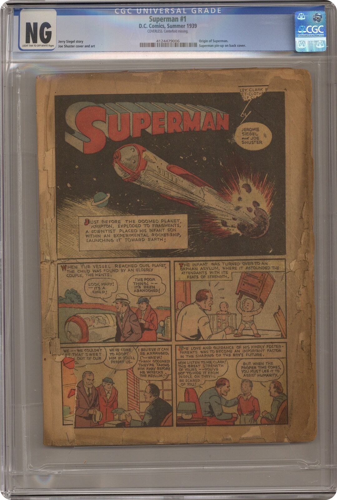 Superman (1939 1st Series) 1 CGC Coverless/Incomplete 4124479006