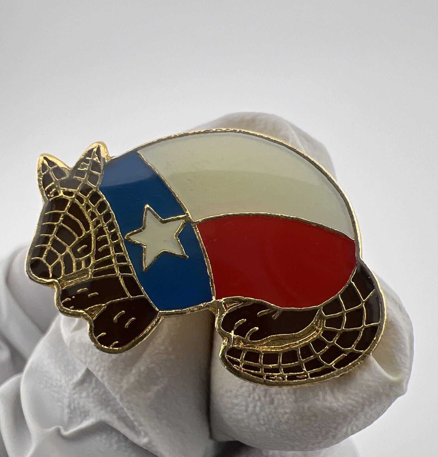 Vintage Texas State Flag Armadillo Red White Blue Star Lapel Pin Tie Tac