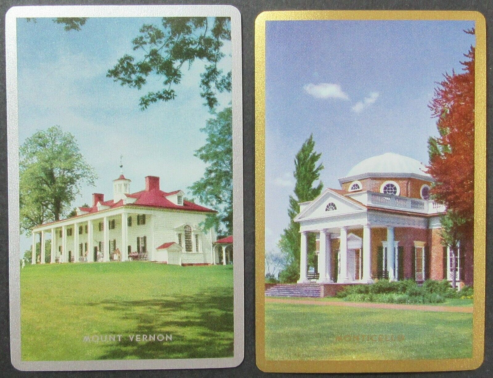 Monticello Mount Vernon 2 Single Swap Playing Cards Pair