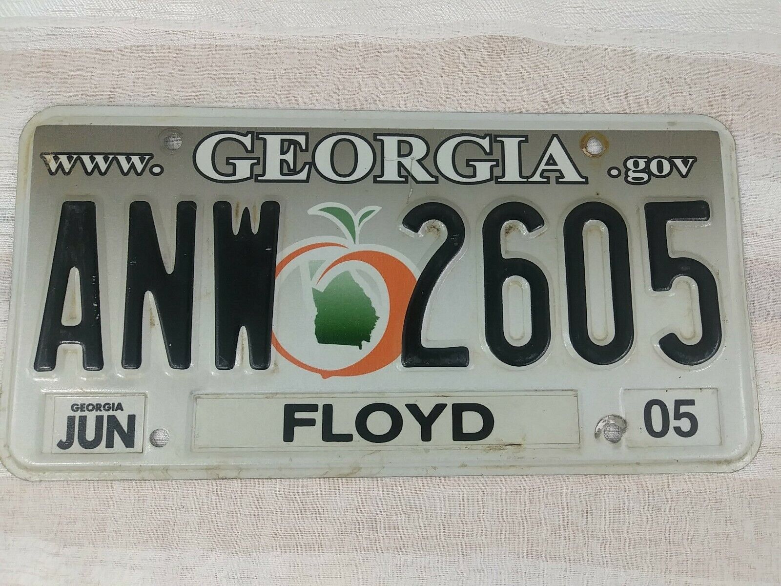 Georgia License Plate Vintage 2005 Floyd County ANW 2605 Georgia License Plate
