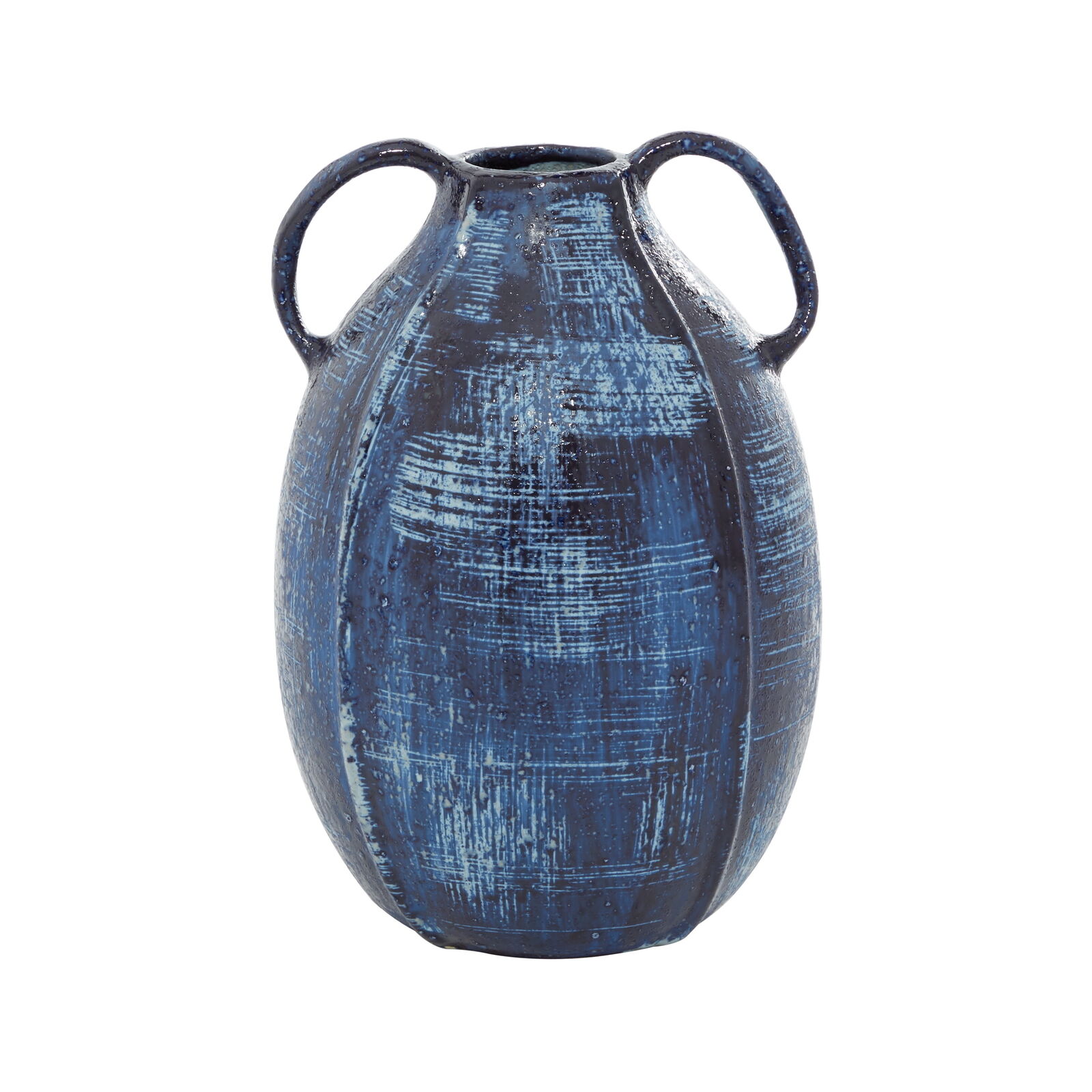 9-inch blue ceramic vase with handle, high-end and elegant