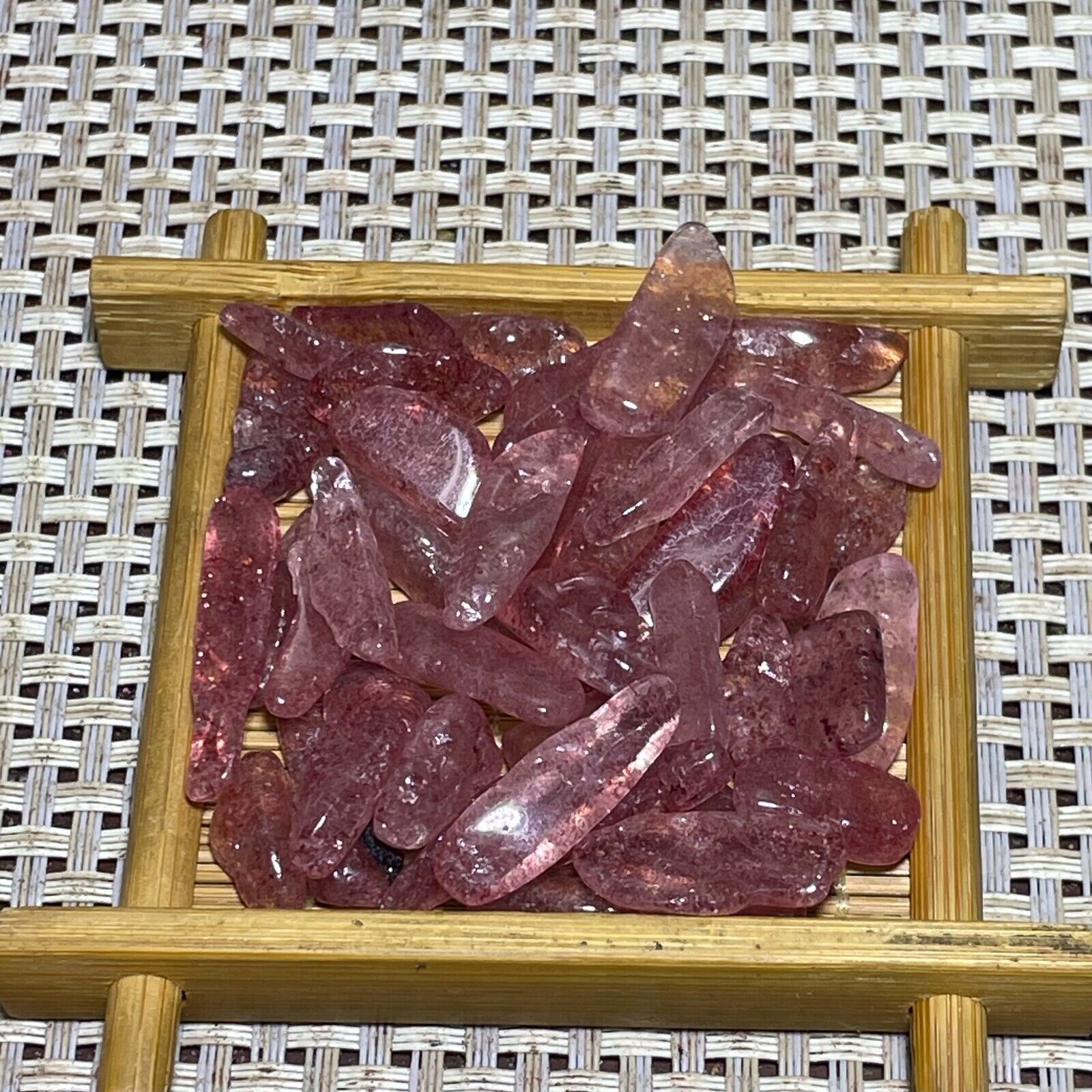 Top NATURAL red Strawberry quartz crystal Polished block healing 41g m5342