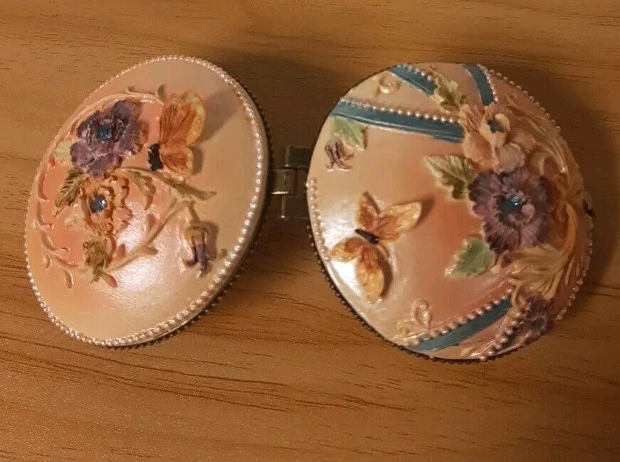 Rare Victorian Vintage Bejeweled Butterfly Seed Pearl Jewelry Compact Mirror 3D