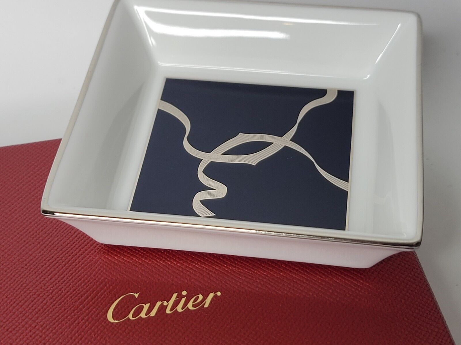 Cartier Ribbon Mini Trinket Tray Solo Blue