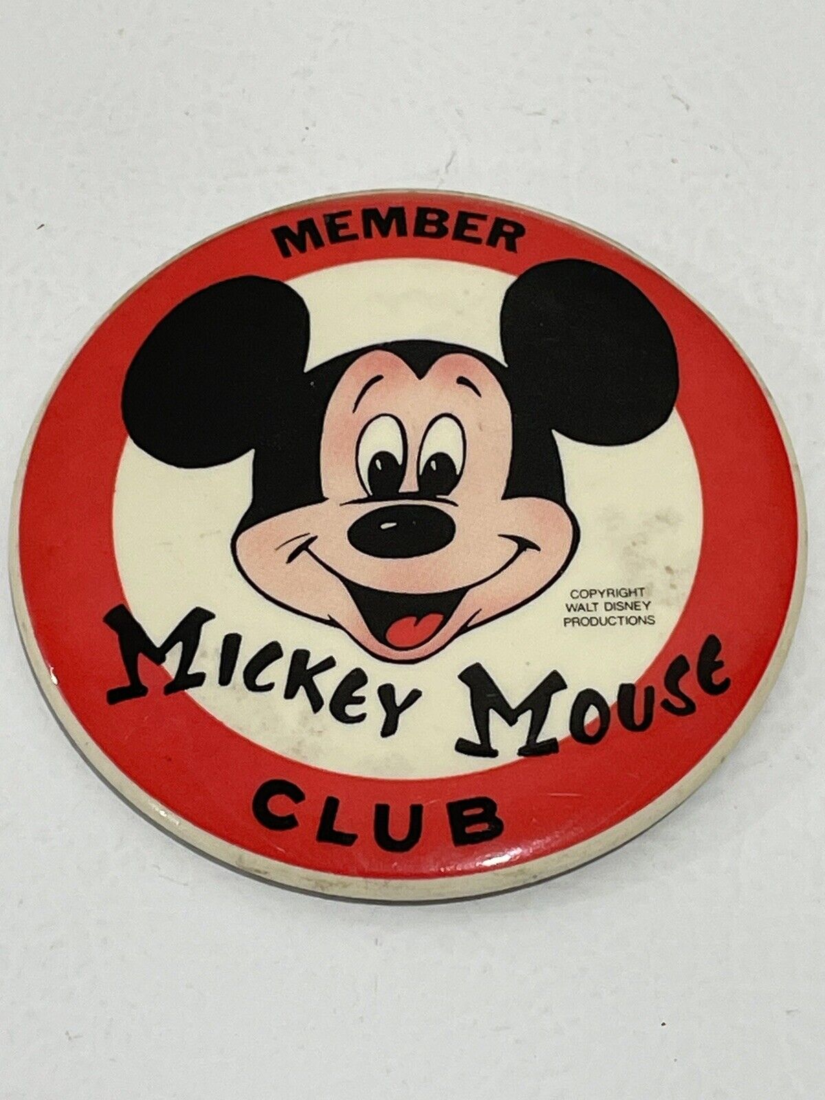 Vintage Large Mickey Mouse Club Member Pin 3.5in Diameter