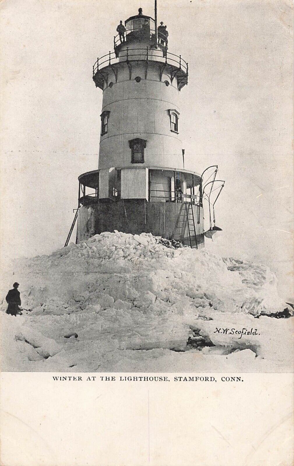 Stamford, Connecticut Postcard Winter at Lighthouse by Scofield c 1905 U7