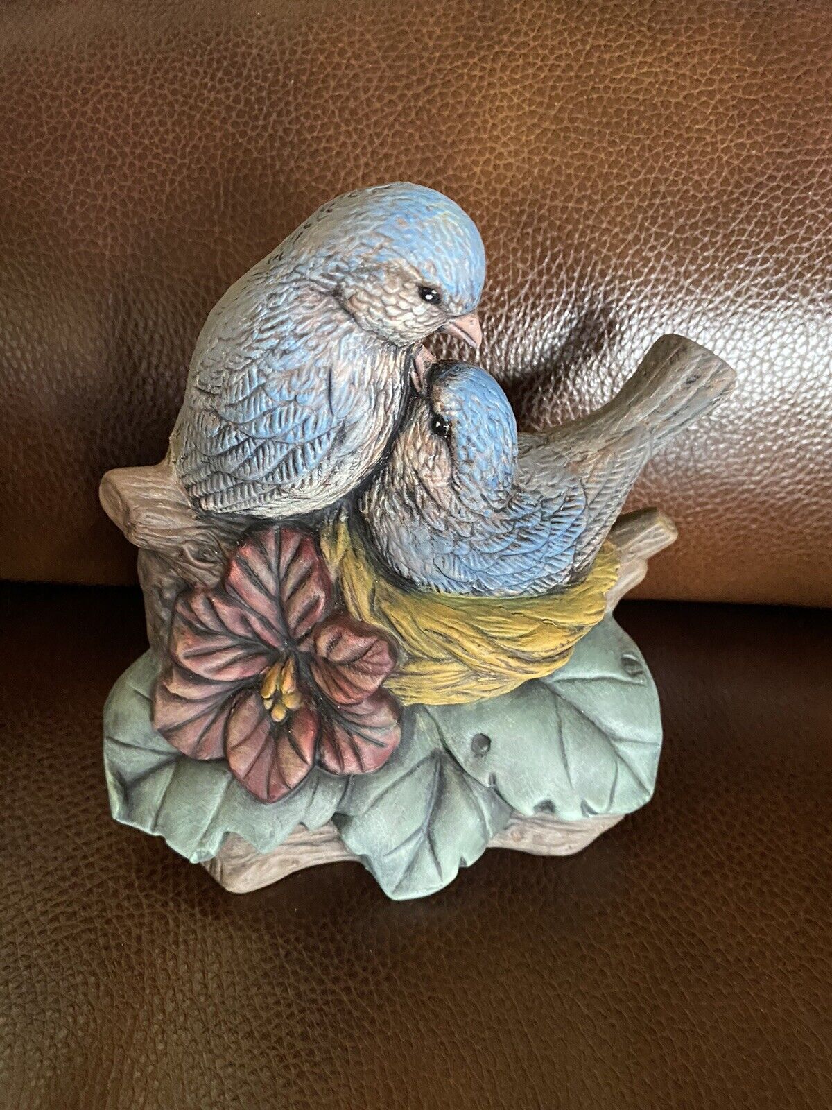 Small Hand Painted Ceramic Bird Figurine. 5.5 in. tall Blue & Green - Multicolor