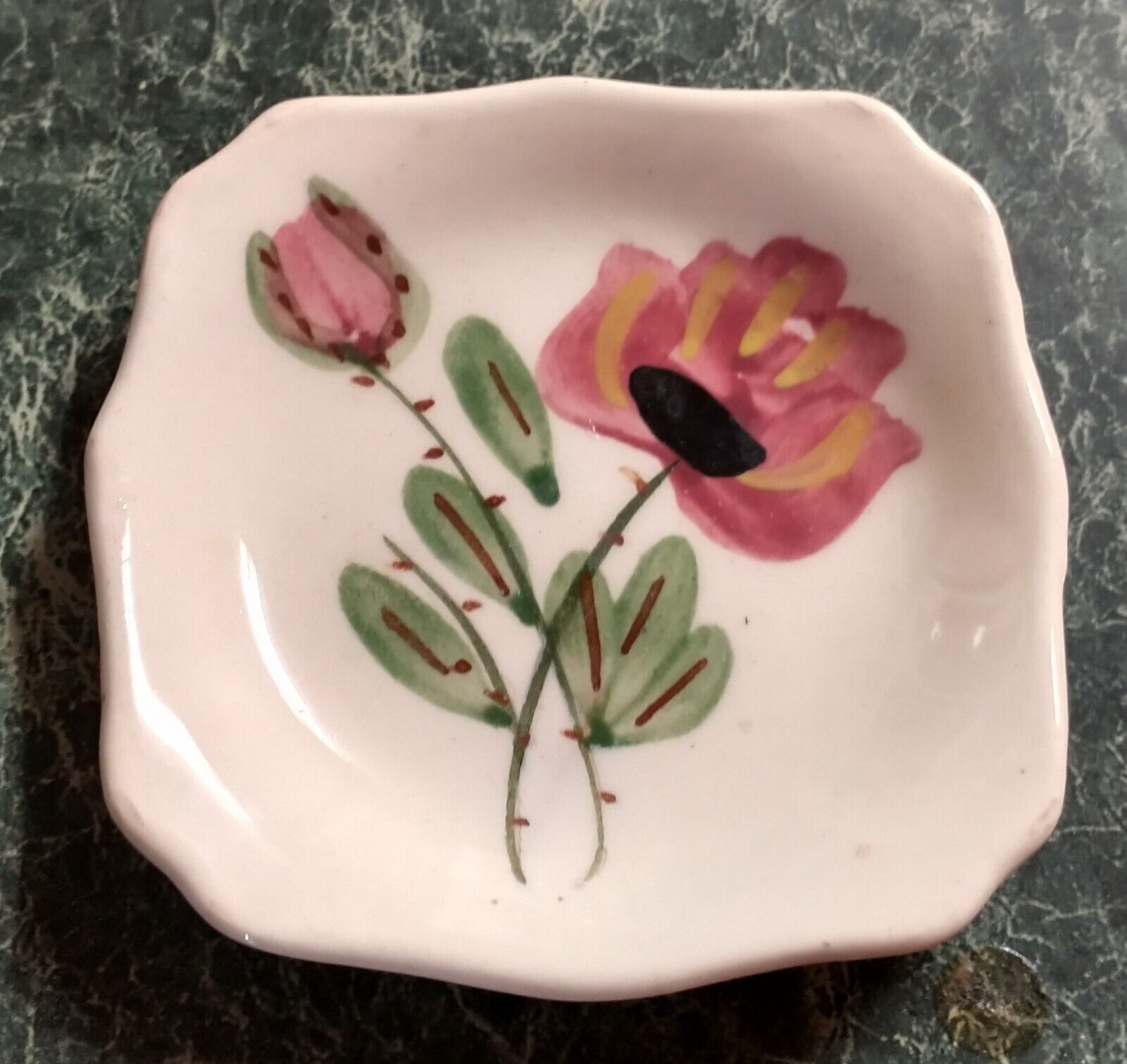 Vintage Blue Ridge Pottery  Ashtray/Butter Pat Flower Design 