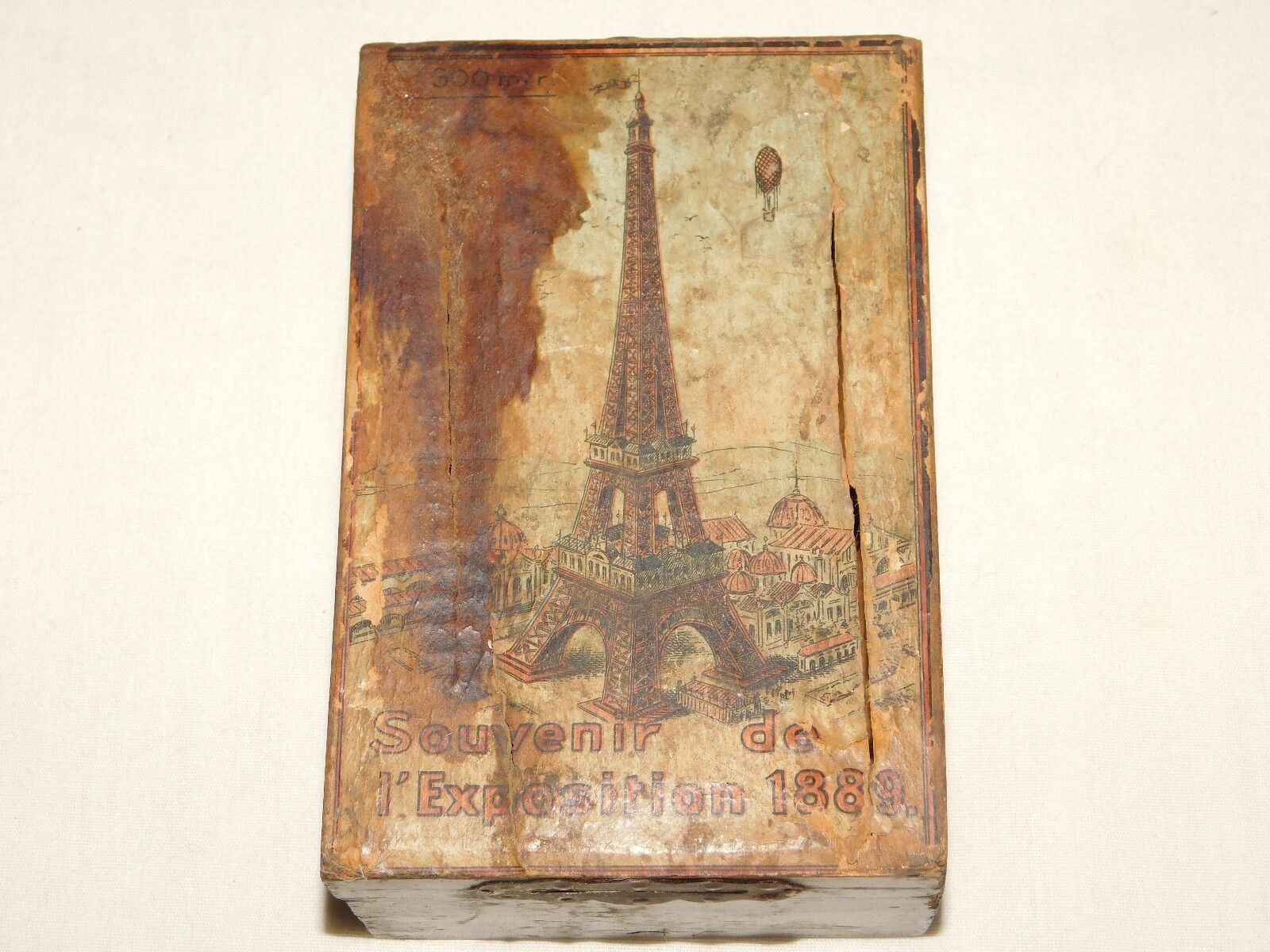 VINTAGE 1889 SOUVENIR PARIS FRANCE WORLD EXPOSITION L\'  EIFFEL TOWER  WOOD BANK