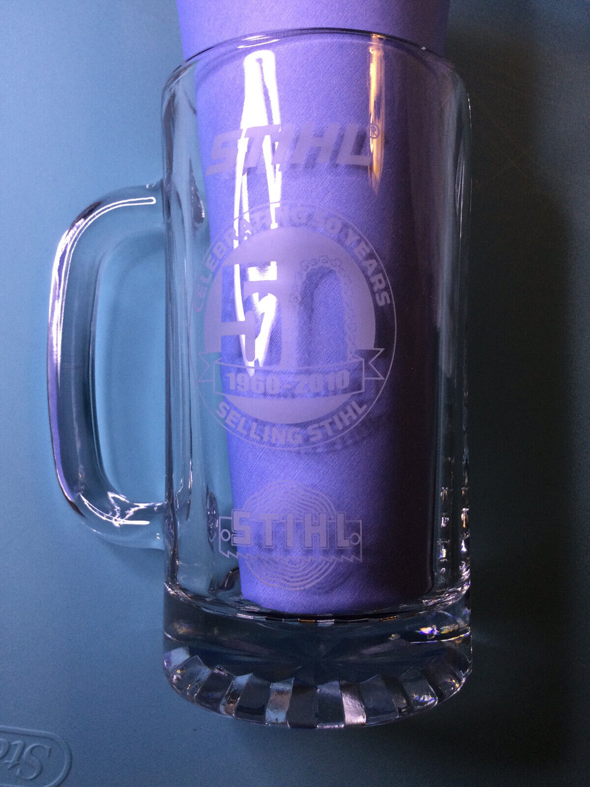 STIHL Rare Advertising Beer Stein Mug Tankard Etched Glass CDC BME 50 Years 2010