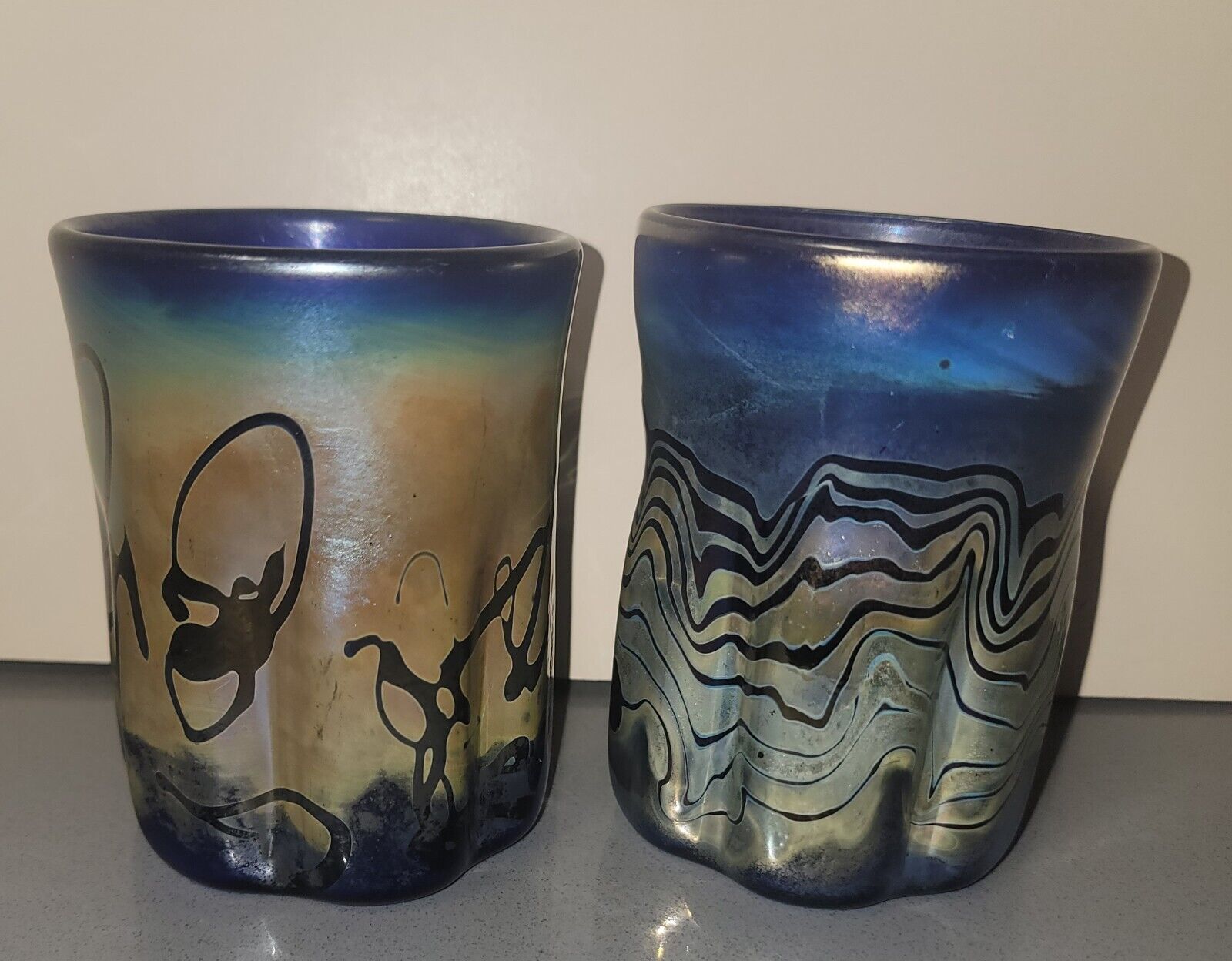 Charles Miner-Tesuque Glass Iridescent  Tumblers-4 1/2\