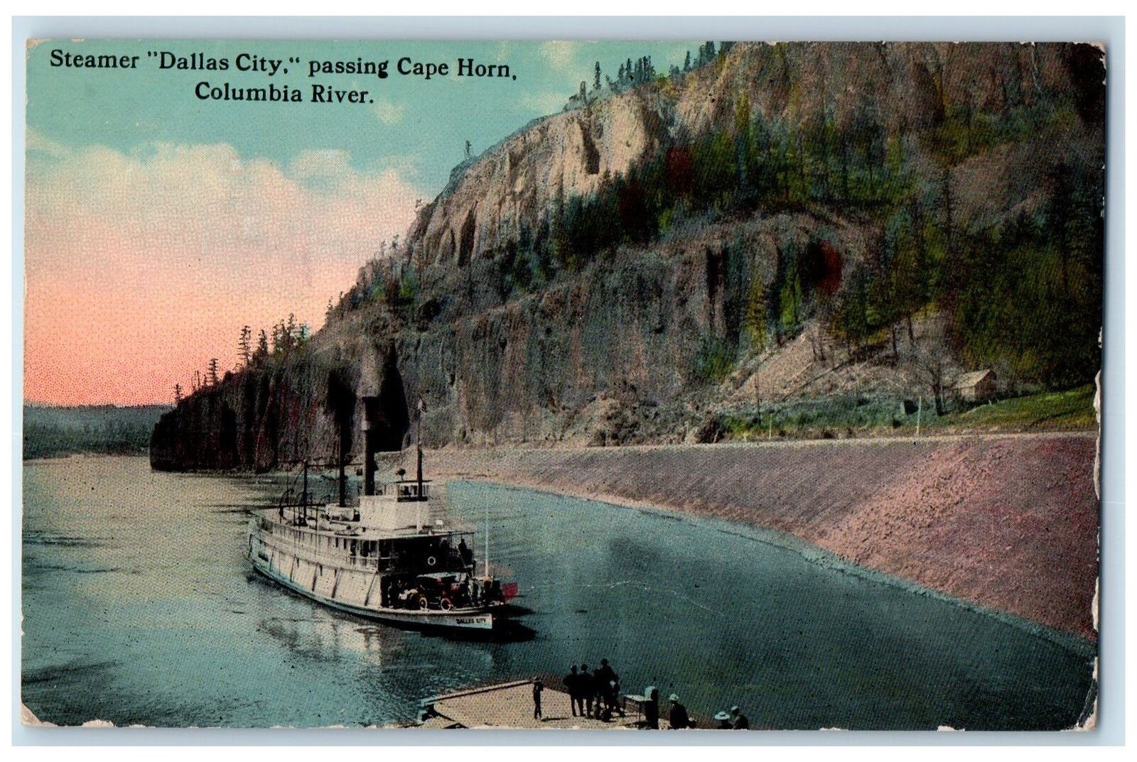1913 Steamer Dallas City Passing Cape Horn Oregon OR Posted Vintage Postcard