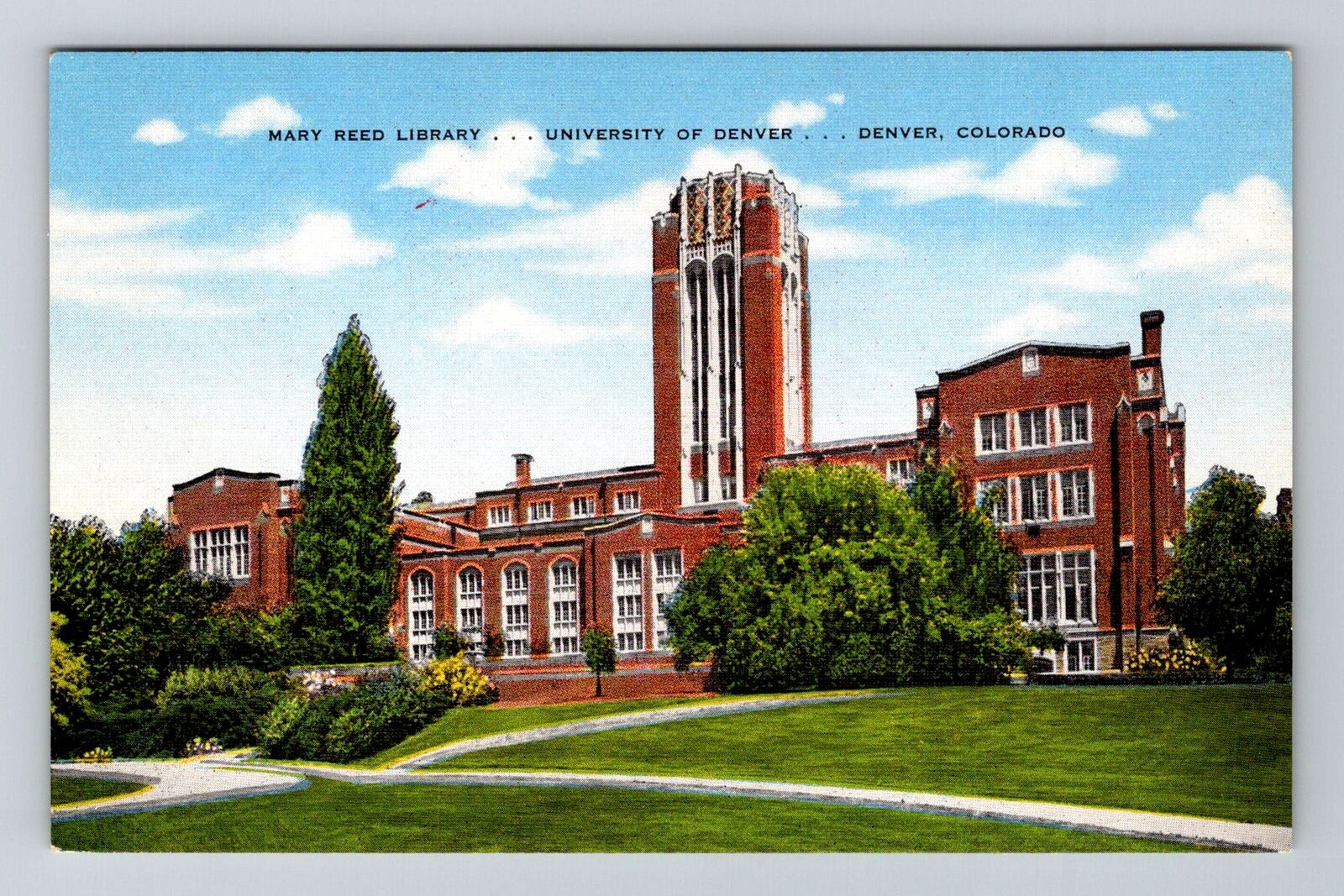 Denver CO-Colorado, University of Denver, Mary Reed Library, Vintage Postcard