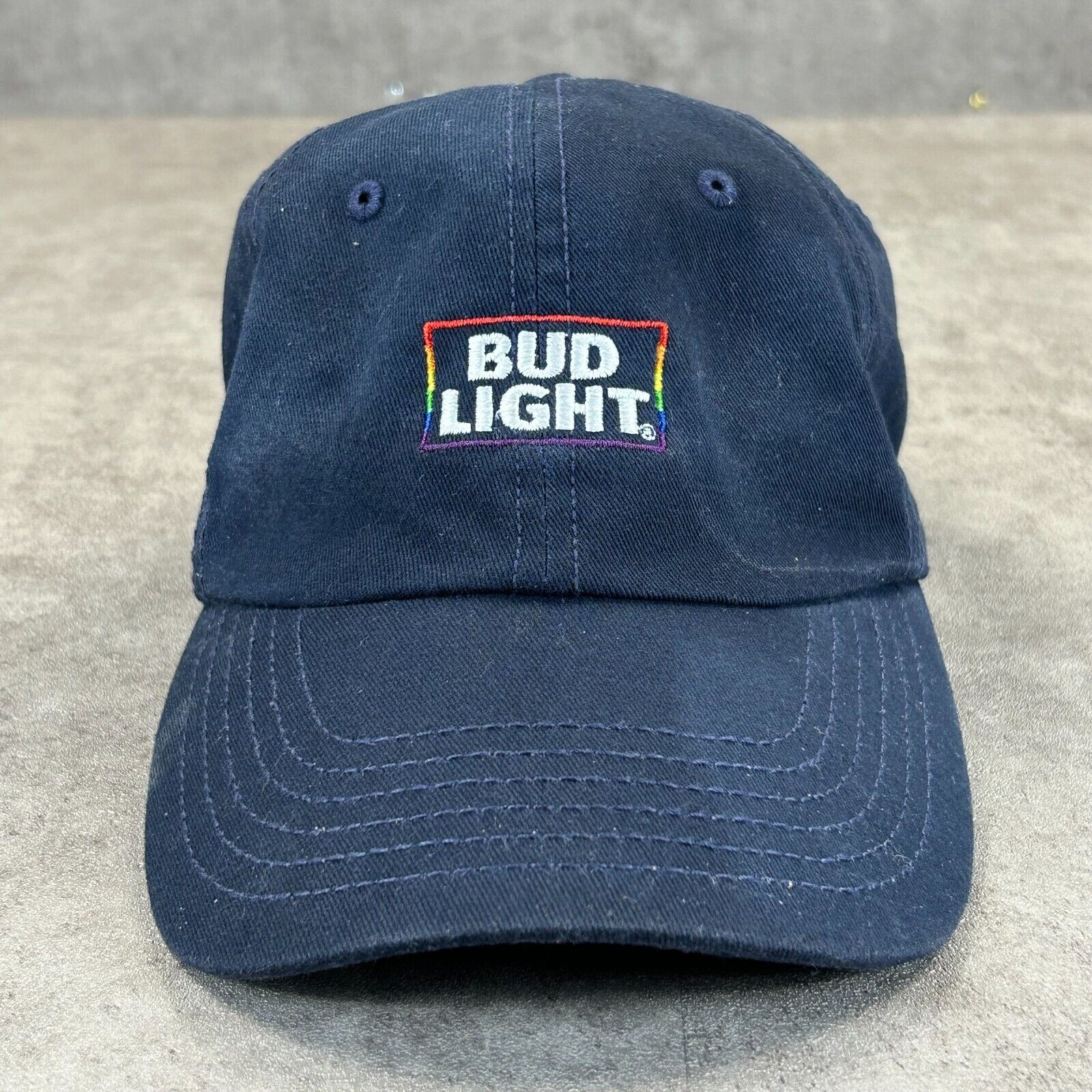 Bud Light Hat Cap Adult Rainbow Strap Back Adjustable Logo Beer Mens Womens