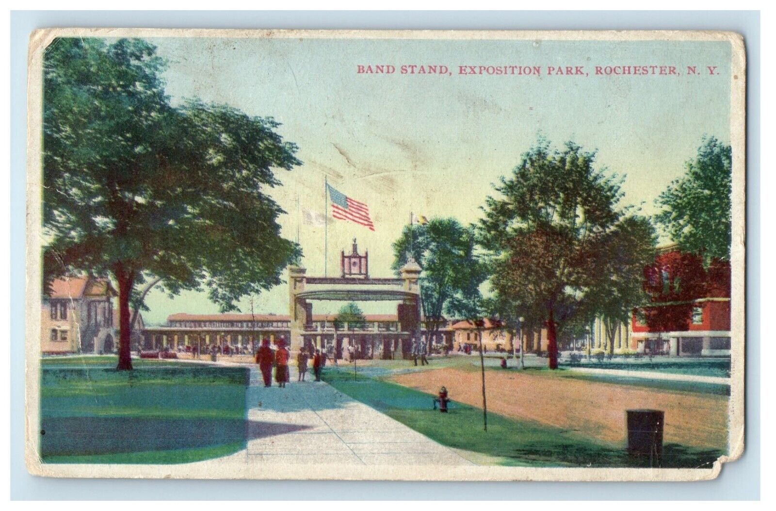 1922 Band Stand Exposition Park Rochester New York NY Posted Vintage Postcard