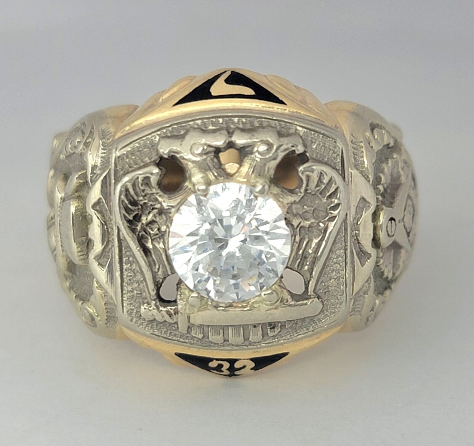 Vintage 14k Gold 32nd degree Masonic Master Symbols Ring Size 11 - 15.6gr