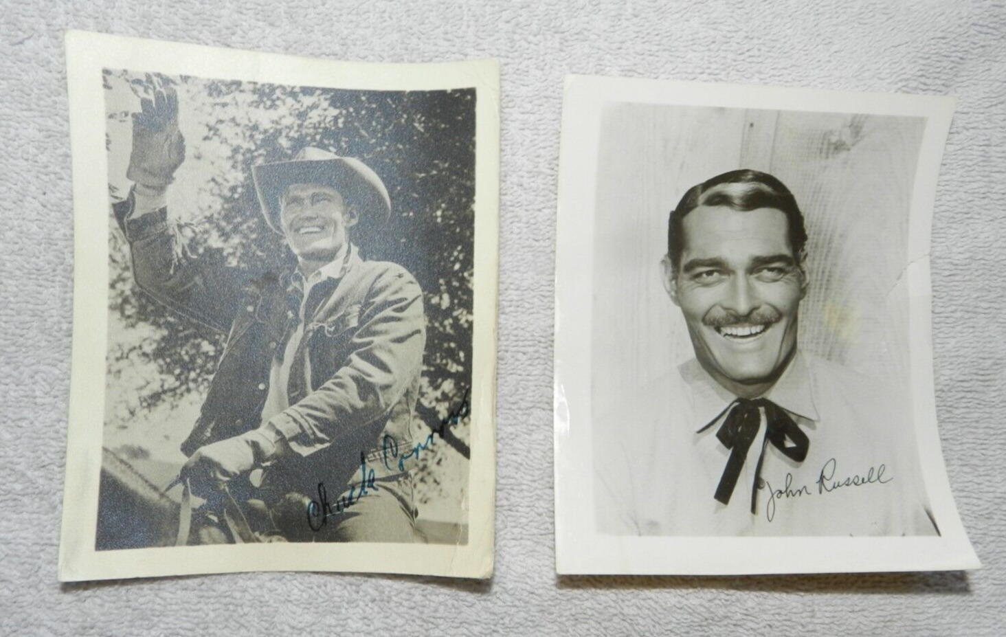 John Russell & Chuck Conners -Signed Vintage Photographs