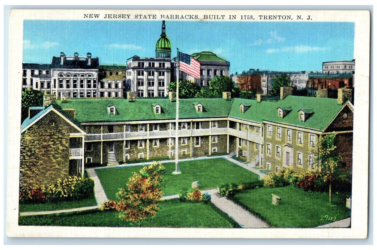c1920's New Jersey State Barracks Built In 1758 Trenton New Jersey NJ Postcard