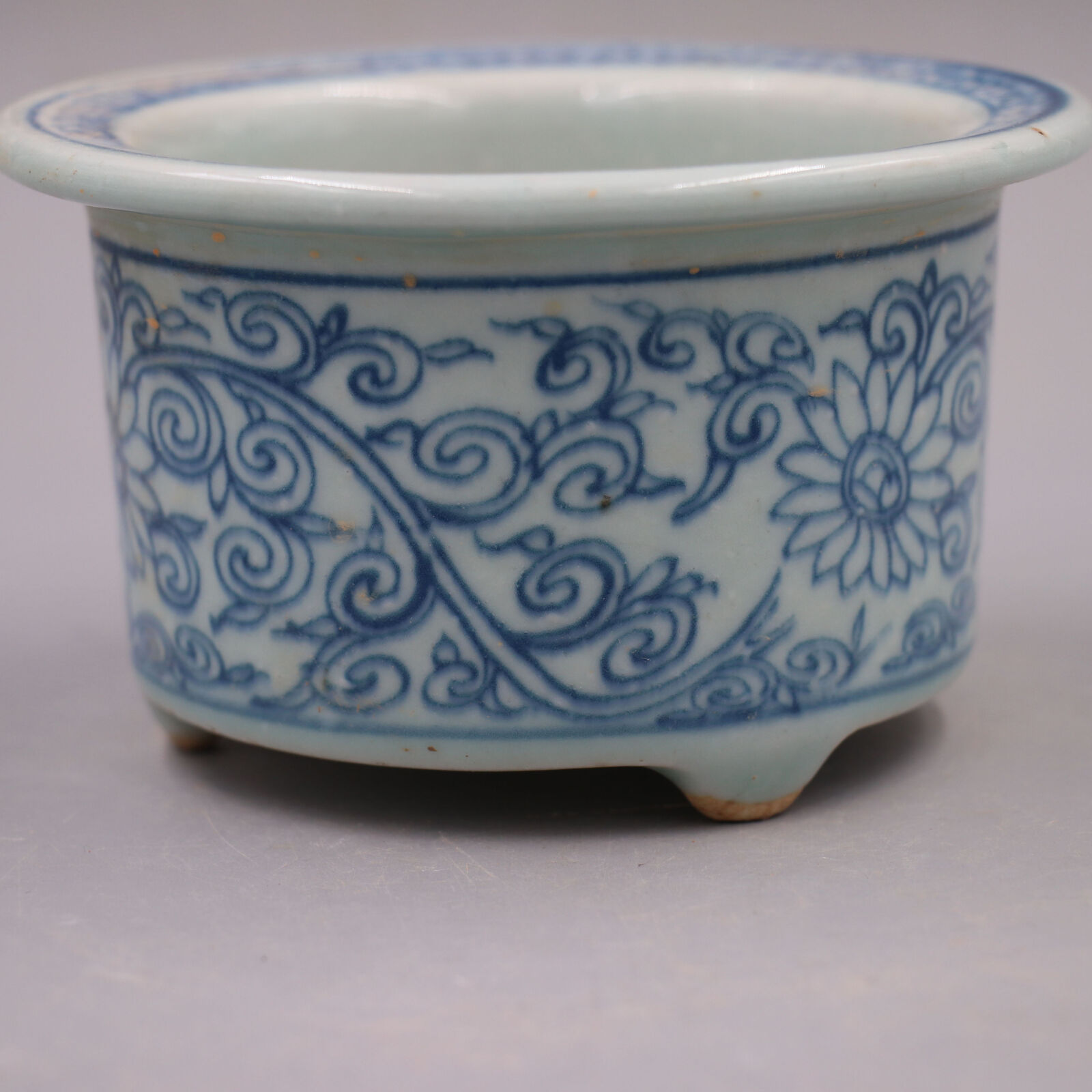 4.72 Inch Chinese Porcelain Ming Wanli Blue And White Floral Pattern Flower Pots