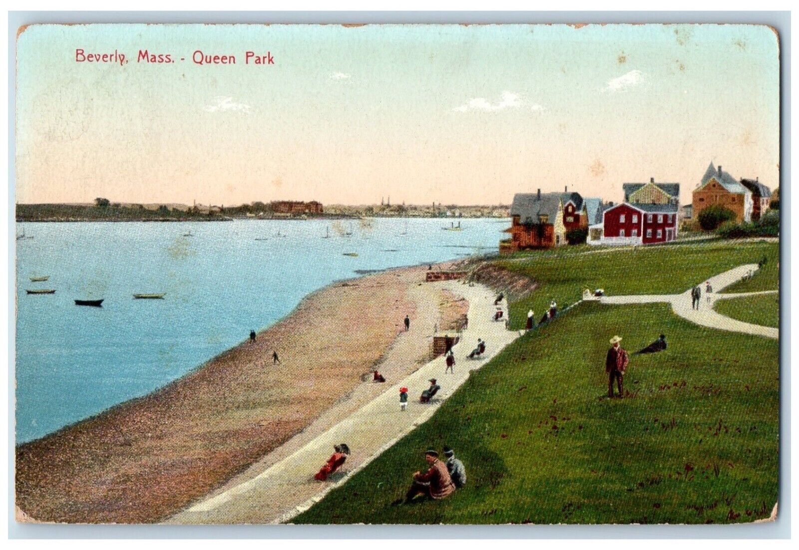 c1910 Queen Park Beach Picnic Beverly Massachusetts MA Vintage Antique Postcard