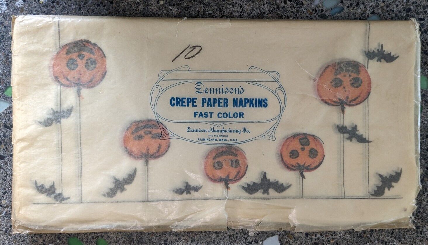 Antique Dennison Halloween Crepe Napkins NOS Unopened