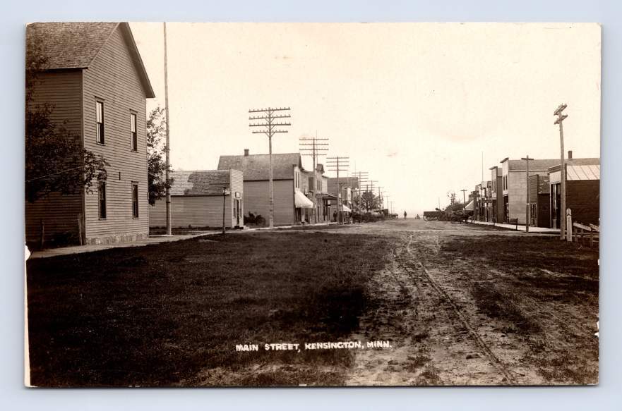 Main Street KENSINGTON Minnesota RPPC Douglas County Antique Photo 1910