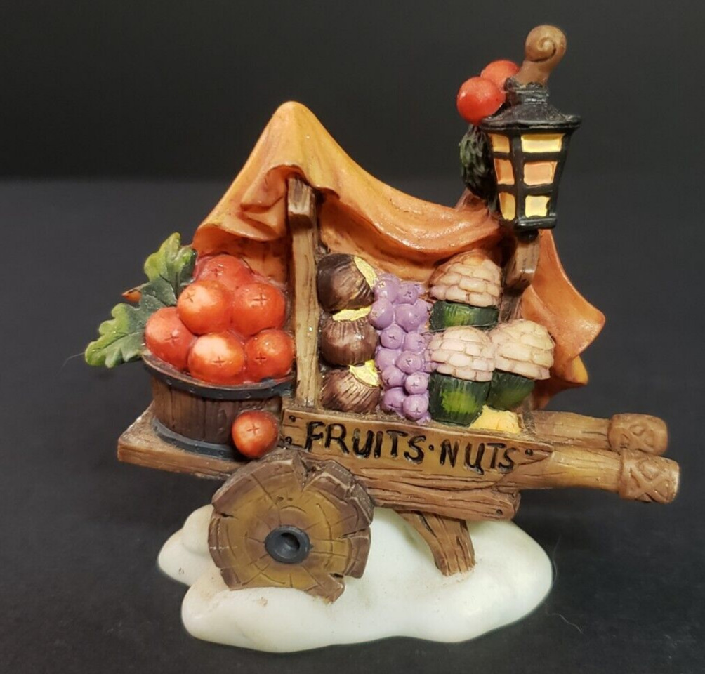 Holiday Time Owell Christmas Village Fruits and Nuts Cart Vendor Sales Kiosk