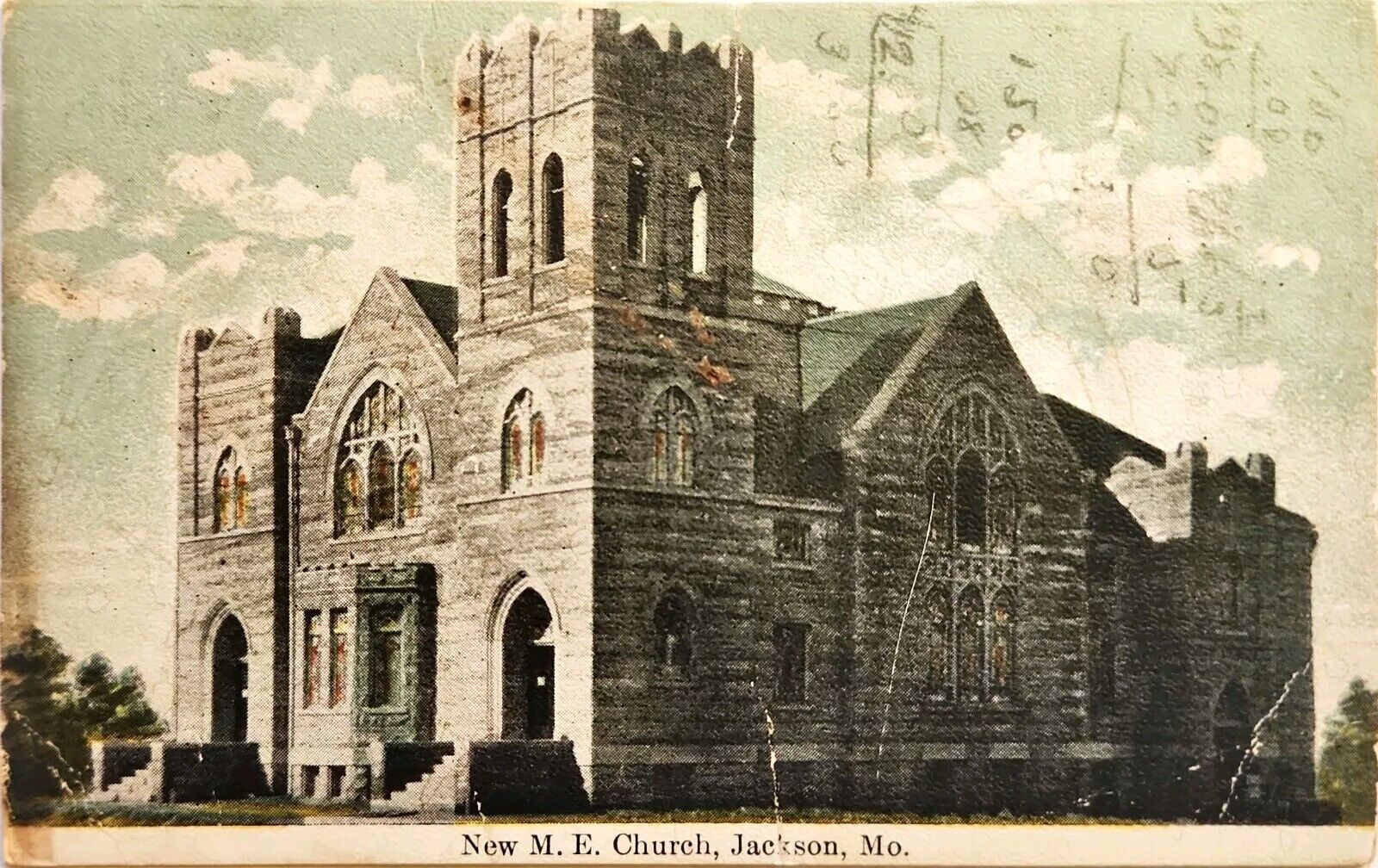 Postcard Jackson Mo. New M.E. Church Posted