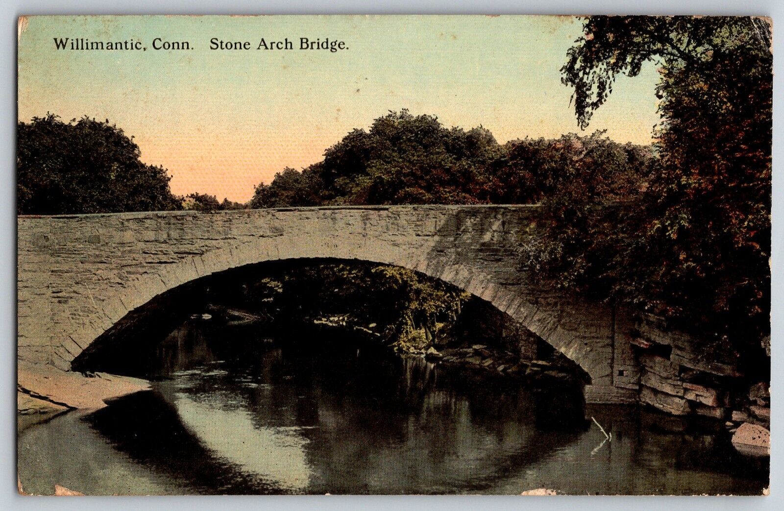 Willimantic, Connecticut - View of Stone Arch Bridge - Vintage Postcard