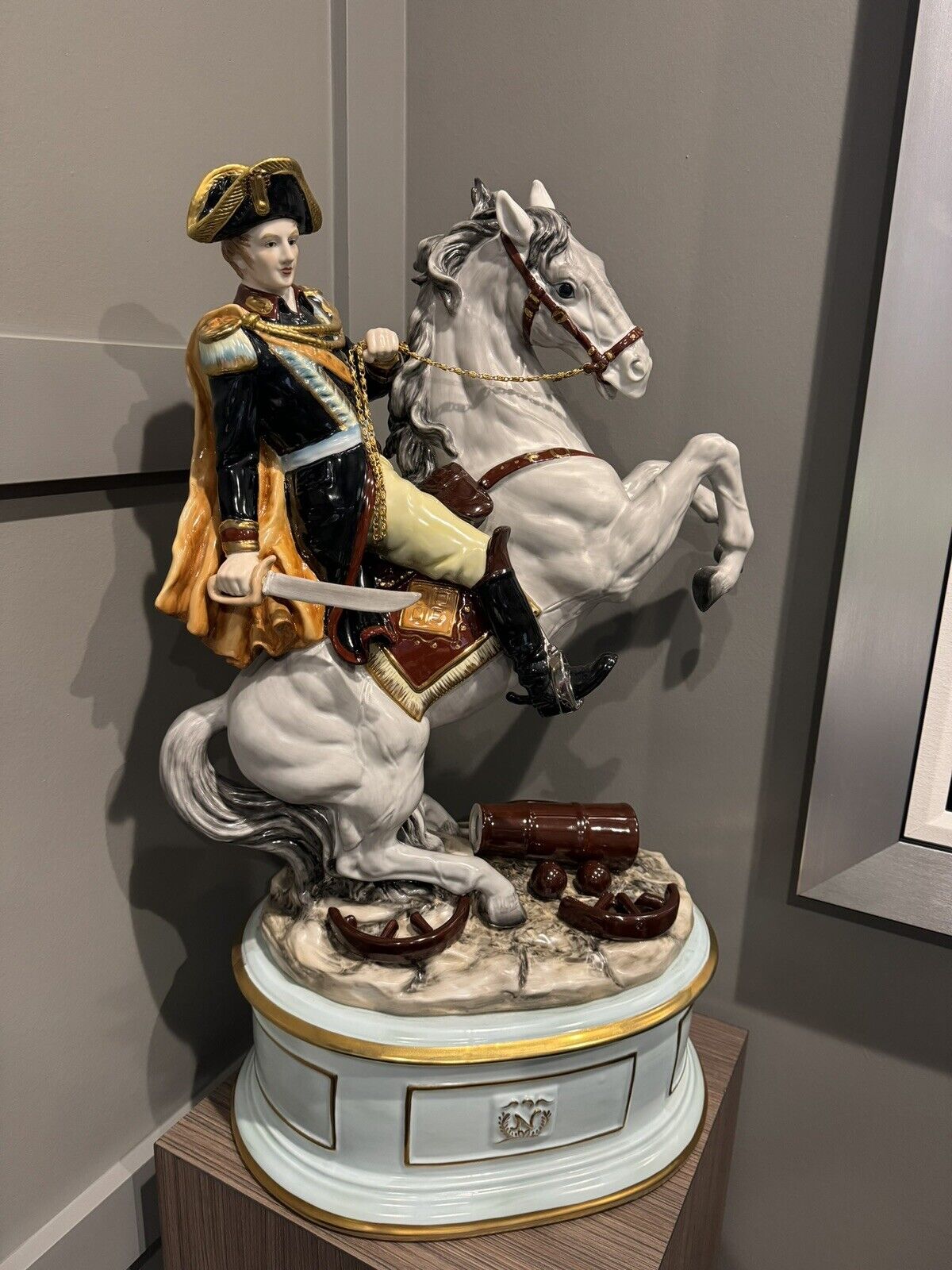 Large German Porcelain Sculpture of Napoleon On Horse