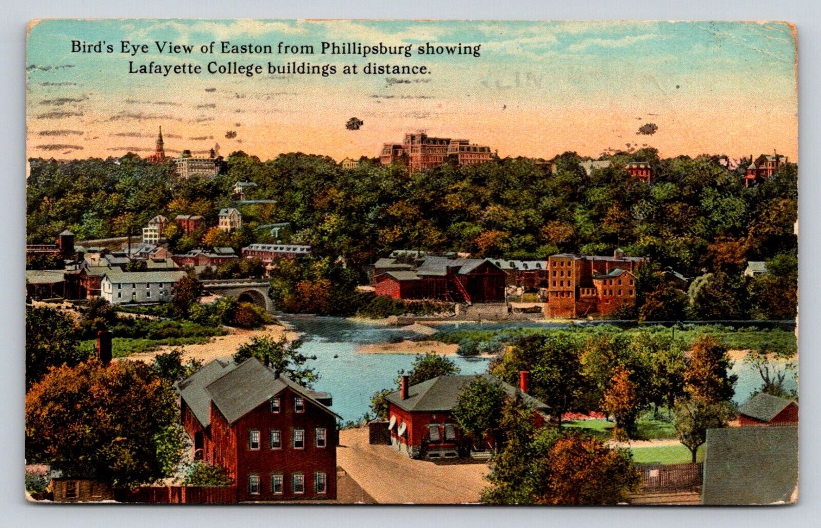 c1915 Birds Eye View Phillipsburg Lafayette College Easton Pennsylvania P806