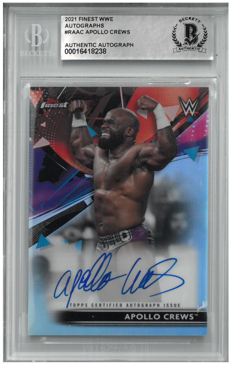 Apollo Crews Signed Autograph Slabbed 2021 WWE Topps Finest Autographs Beckett