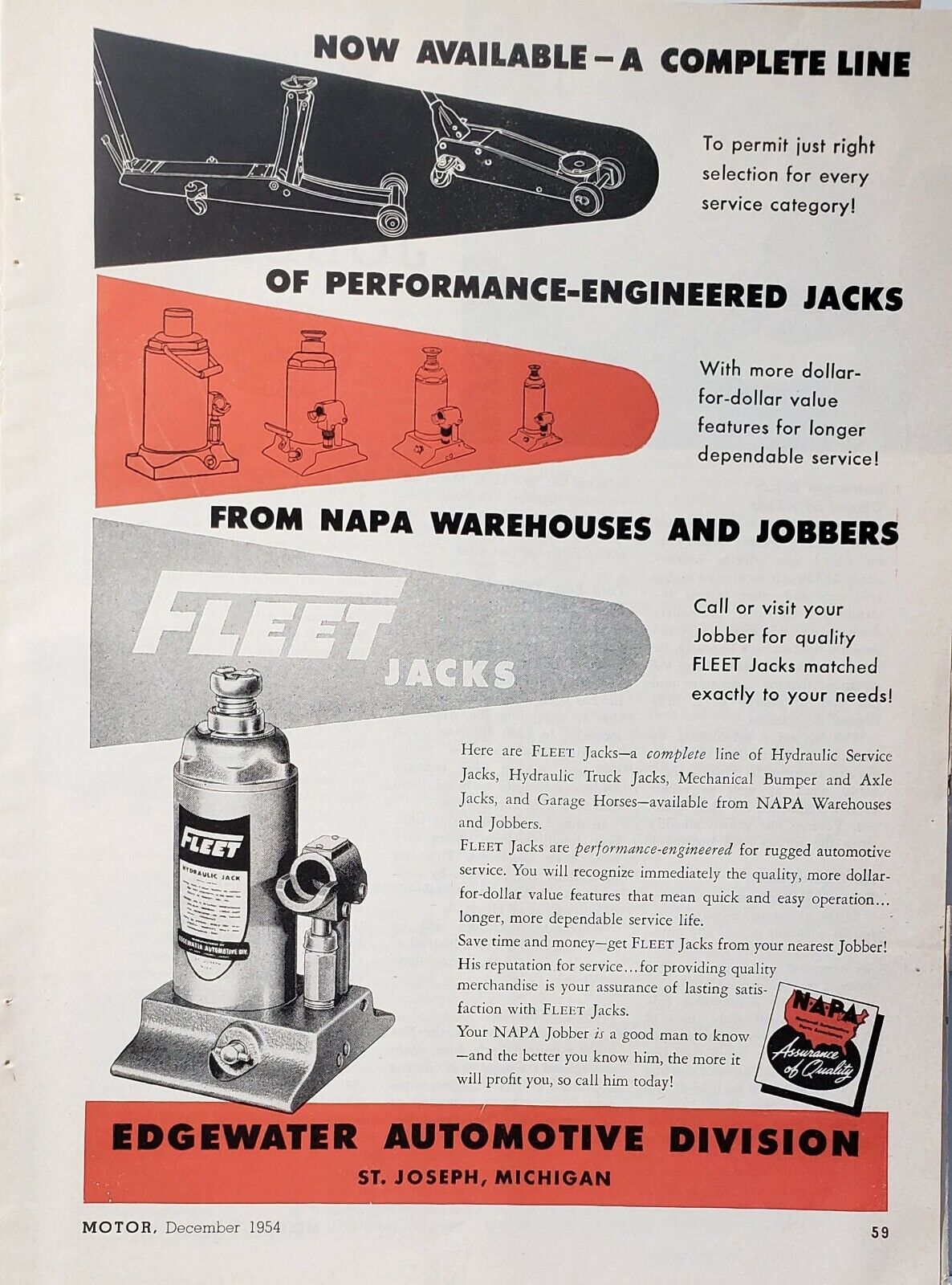 Lot of 3 Vintage Fleet Edgewater Automotive Print Ads Owatonna Tool Co