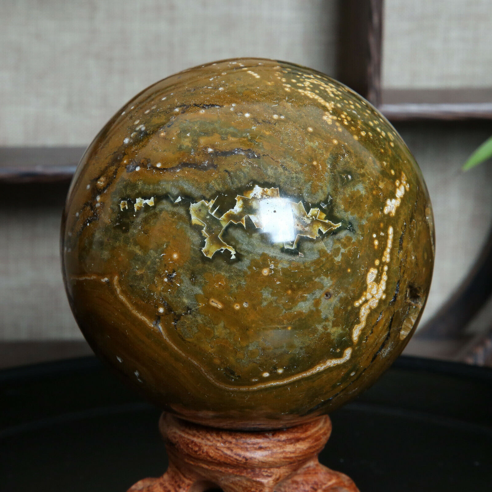A9277-82mm-733gAmazing natural Ocean Jasper Orbicular Sphere Reiki Crystal Ball