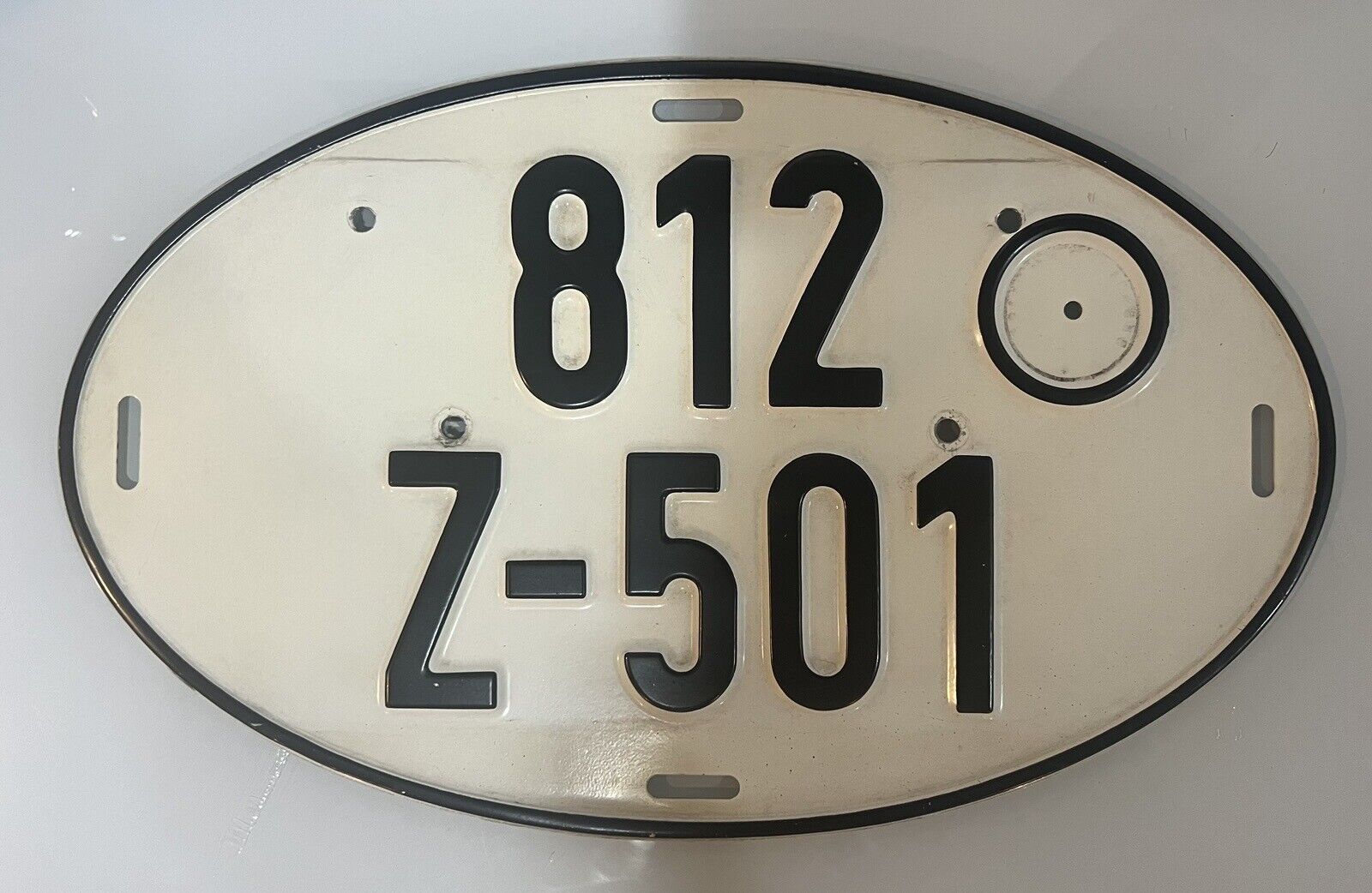 Vintage German HAUPTZOLLAMT Oval License Plate 14”x8” 812 Z-501
