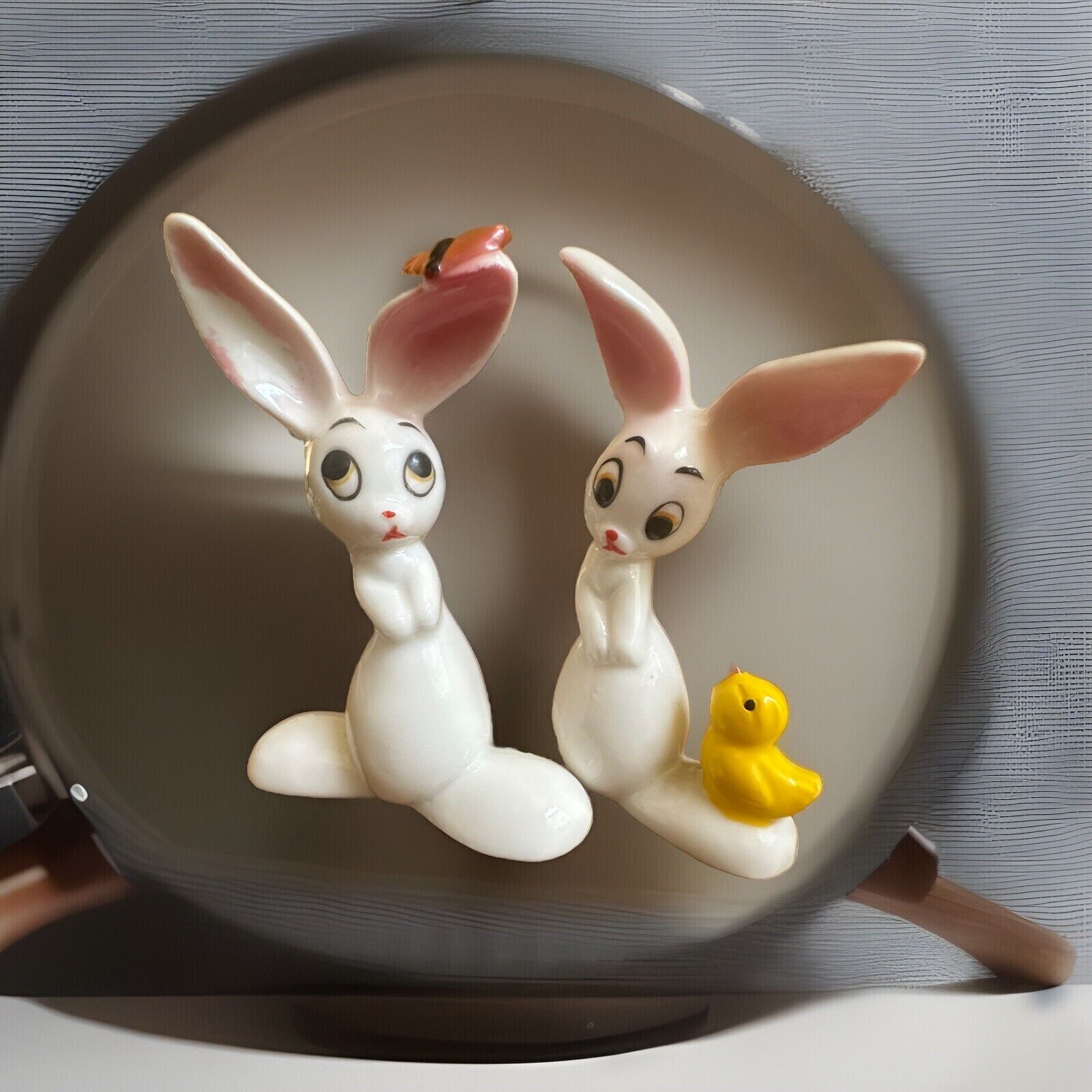 Collectible,Vintage,Adorable Bunny & Chick + Bunny & Butterfly Figurines