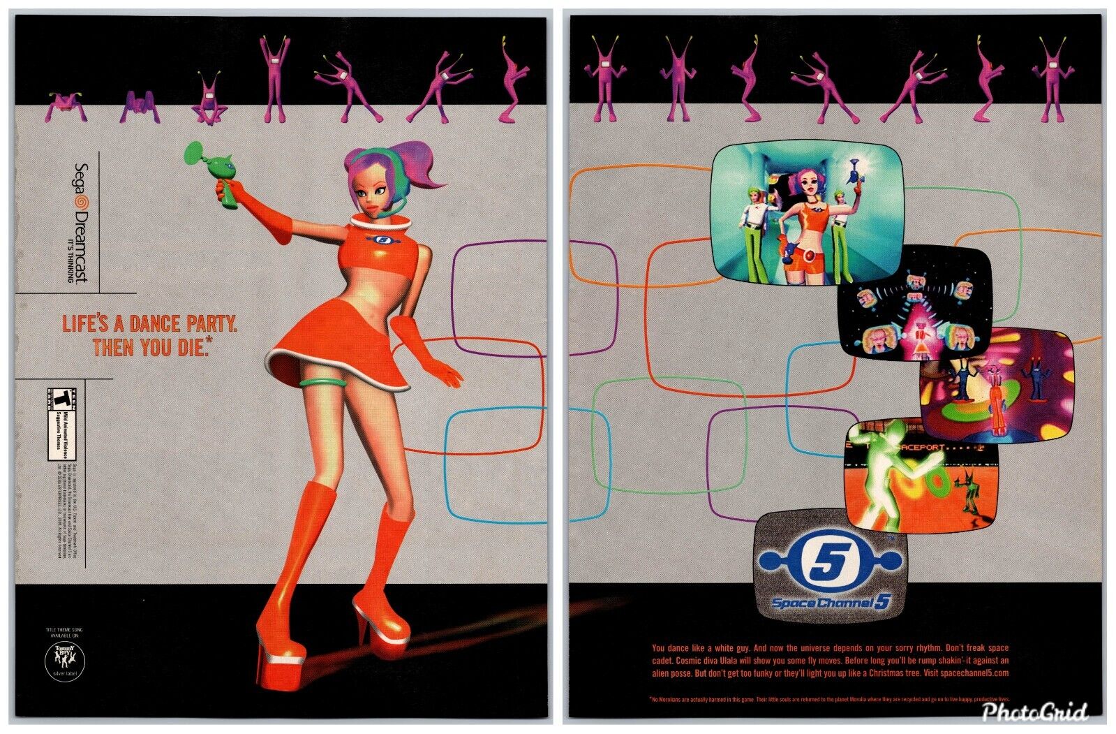 Space Channel 5 Sega Dreamcast Game Promo Aug, 2000 Full 2 Page Print Ad