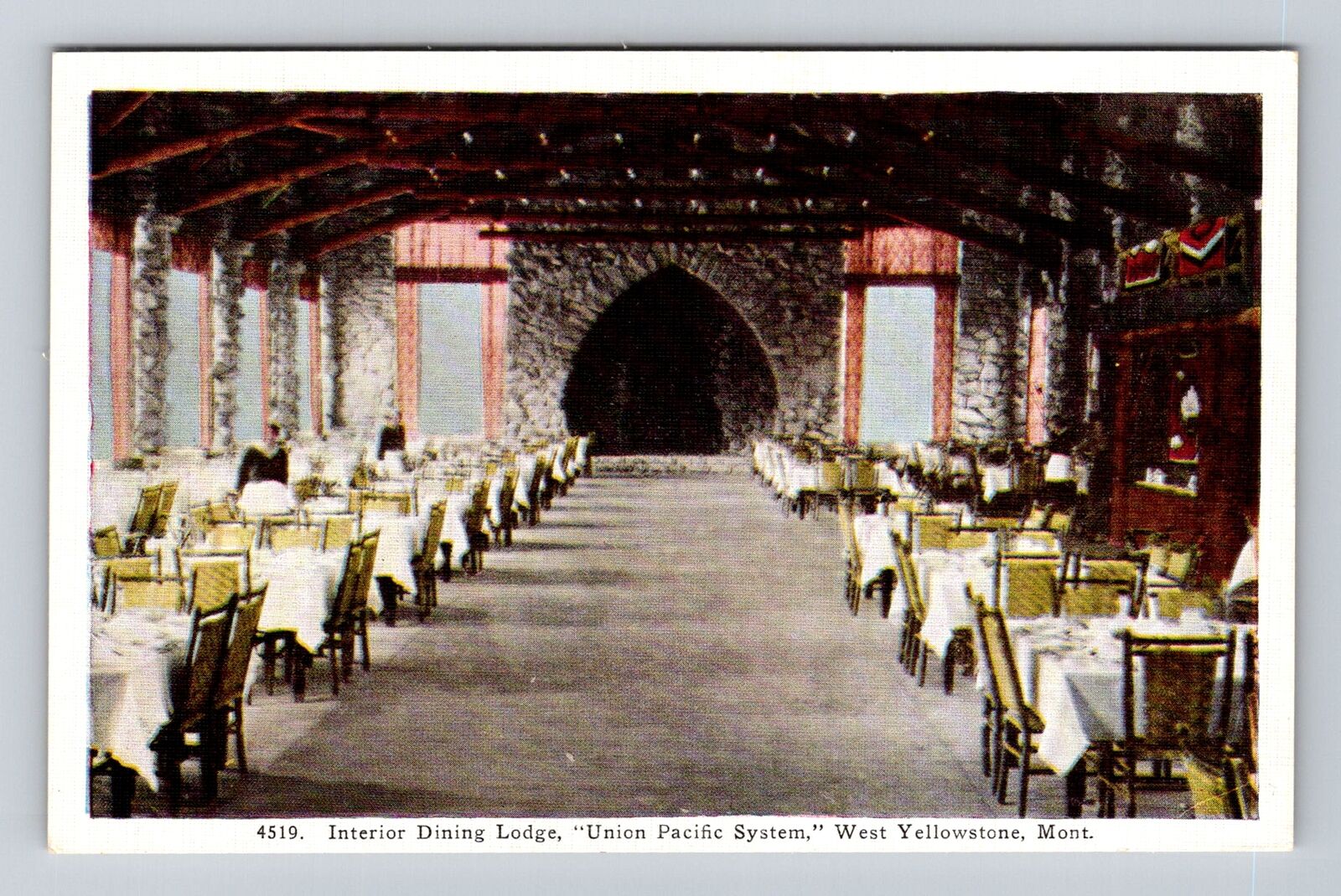 Yellowstone National Park, Interior Dining Lodge, Series #4519 Vintage Postcard