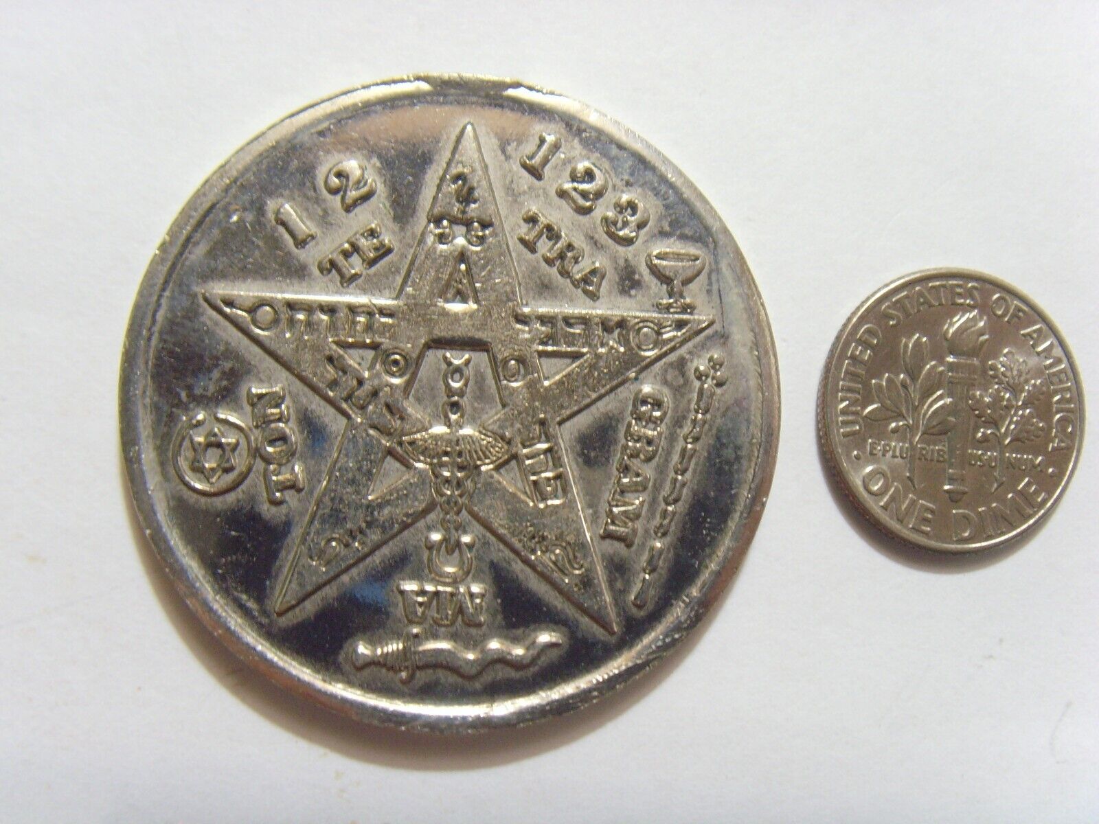 Vintage Kabbalah Talisman Tetragarmation Termineter  religious large token 52205