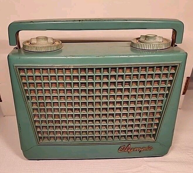 Vintage Olympic Radio Portable Aqua 1950's Untested