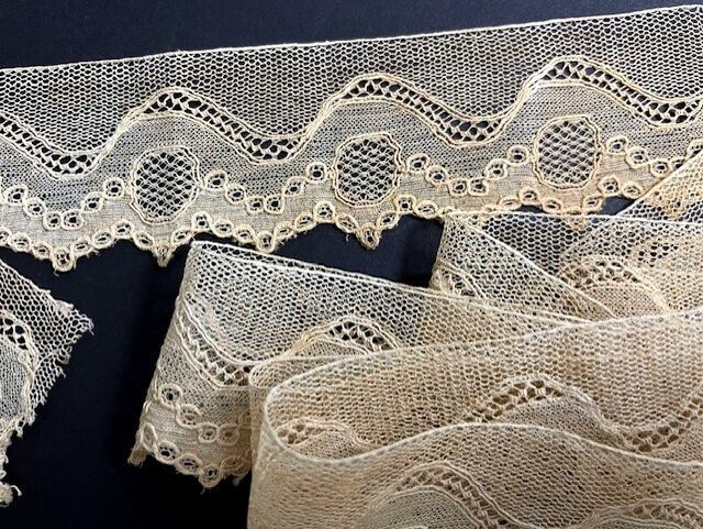 Antique handmade taupe lace measuring 1 yard 20\