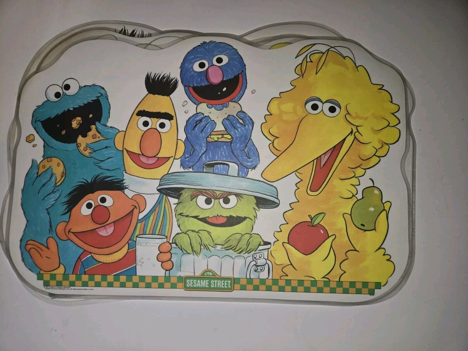  4 Vintage 1982 Sesame Street Double-Sided Activity Placemat 17 1/2\