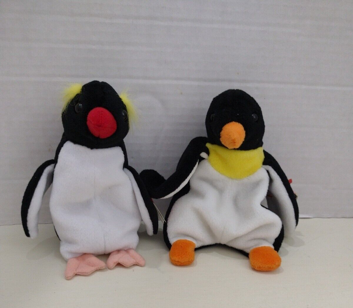 Two Ty Beanie Penguins Frigid and Waddle 1995 and 2000 Winter Collectibles