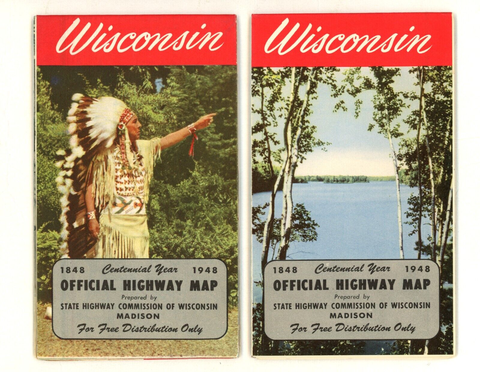 Vintage 1948 Wisconsin Official Road Map – State Hwy. Department