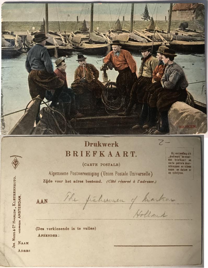 vintage postcard Holland Fisherman of Merkur undivided back unposted Amsterdam