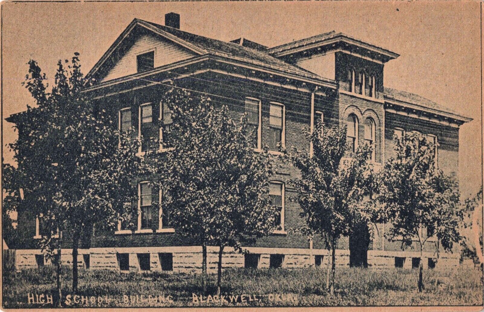High School Building Blackwell Oklahoma OK c1910 Postcard