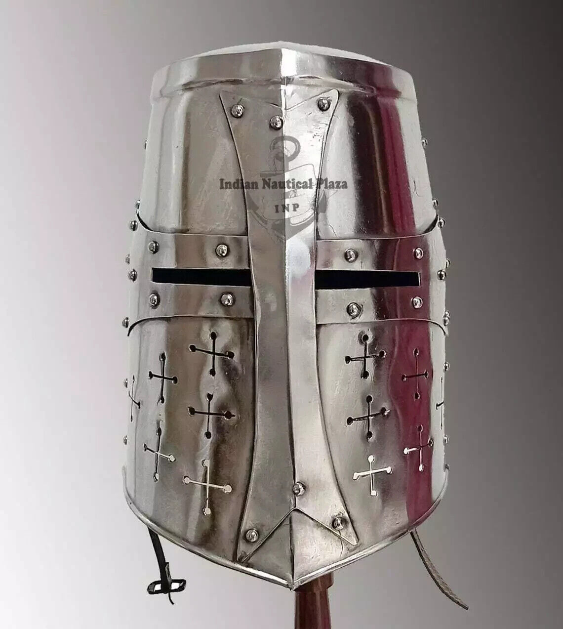 Medieval Crusader Helmet 18 ga SCA LARP Great Templar Helmet